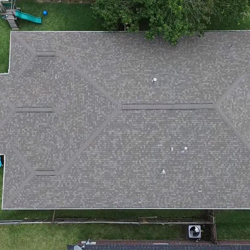 Owens Corning Duration Driftwood roof replacement aerial view