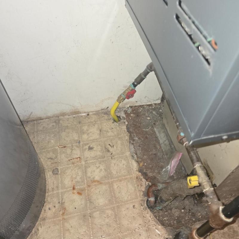 CSST gas line and dryer vent installation area