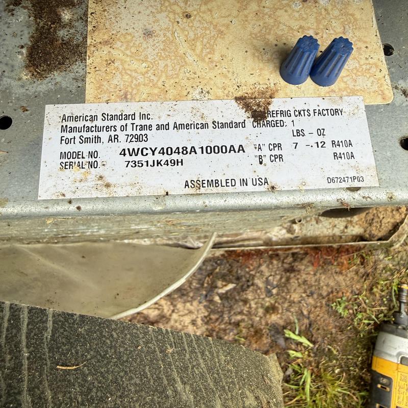 American Standard HVAC unit label with wire connectors American Standard HVAC unit label with wire connectors