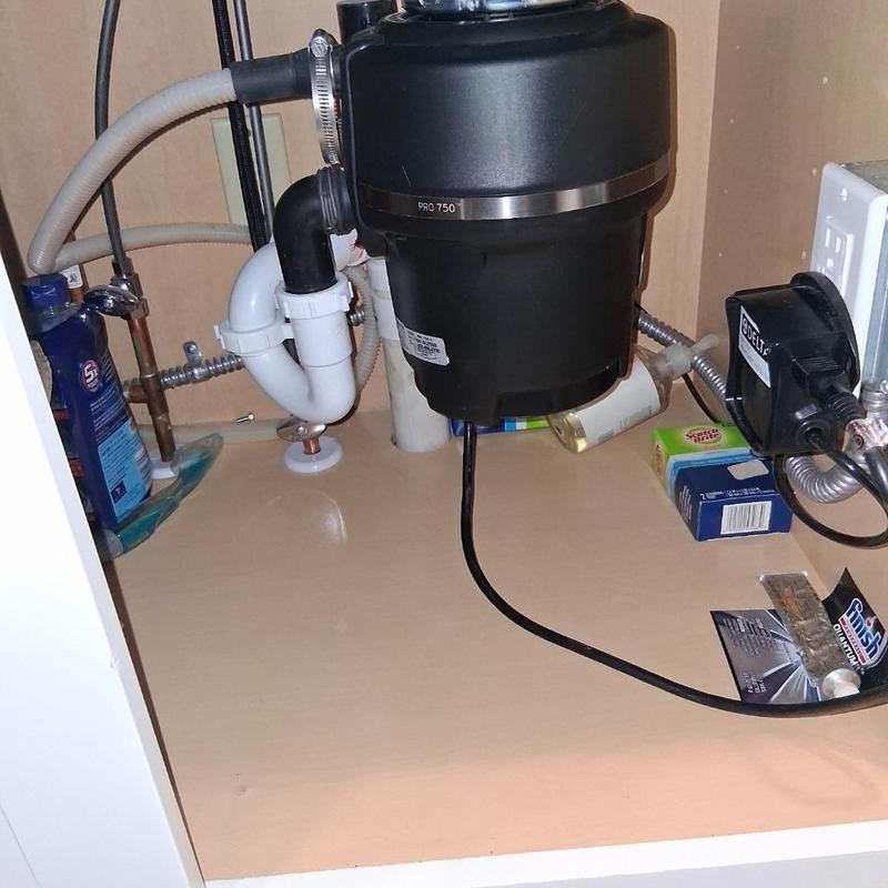 Garbage disposal and plumbing under kitchen sink