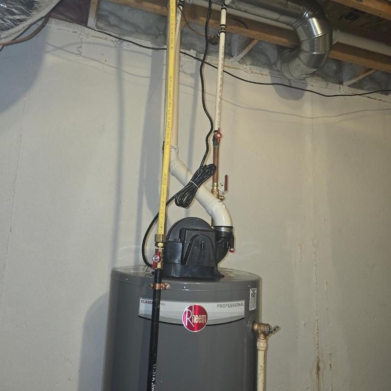 Rheem 50-gallon power vent water heater installation