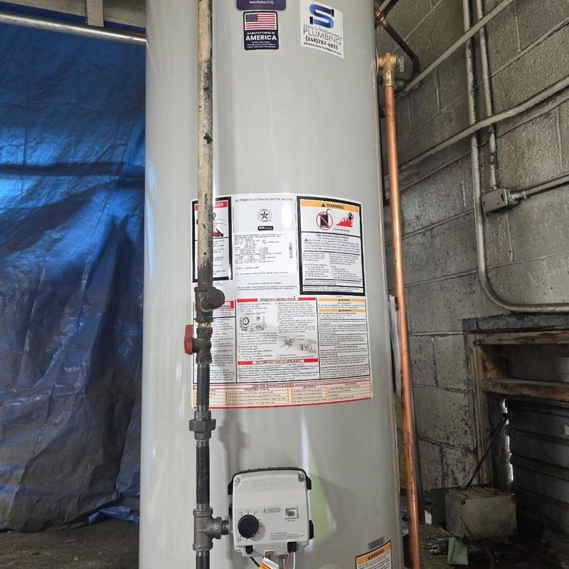 50 gallon Bradford White water heater installation in basement