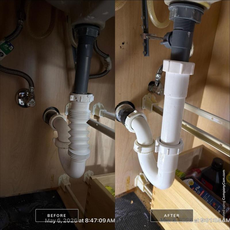 Bathroom sink drain piping flex pipe replaced with PVC pipe