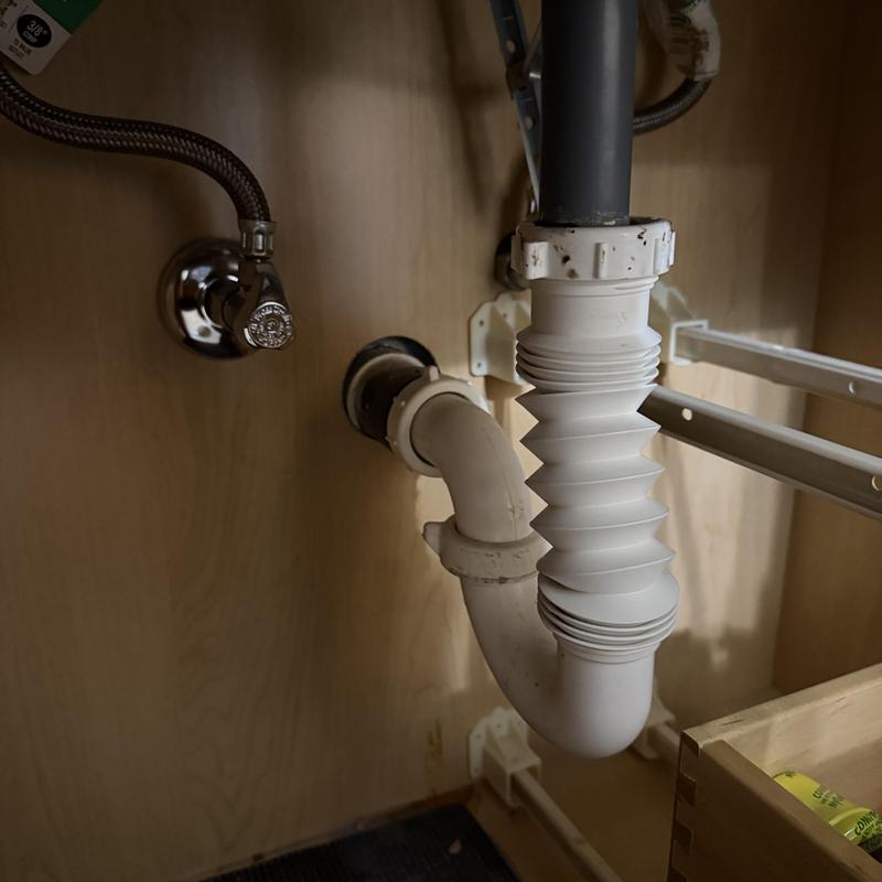 Bathroom sink flexible drain pipe replacement under cabinet