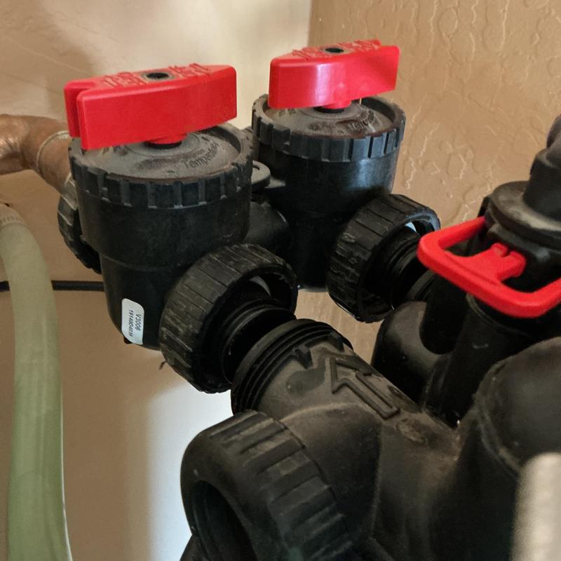 Irrigation valve system with red handle controls Irrigation valve system with red handle controls