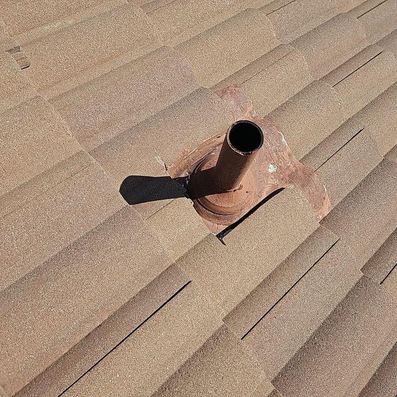 Tile roof pipe flashing with sealing and repairs Tile roof pipe flashing with sealing and repairs
