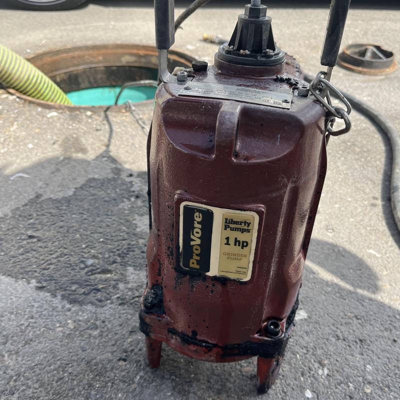 Sewage ejector grinder pump removed from lift station