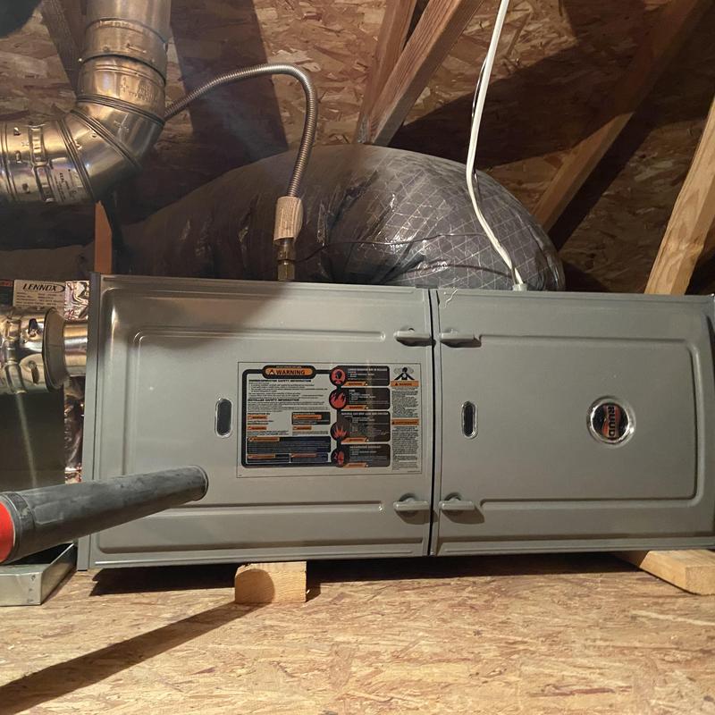 3 ton furnace installed and connected to ductwork in attic