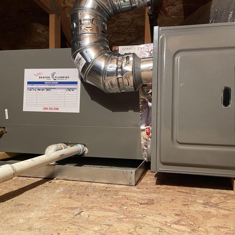 3 ton furnace with ductwork in garage attic
