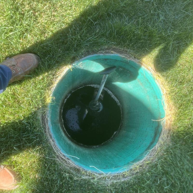 Septic tank pump chamber inspection above ground level