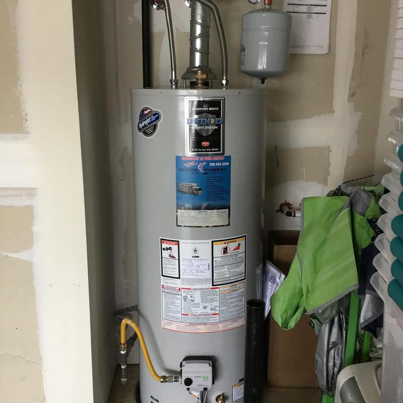 Bradford White gas water heater and expansion tank
