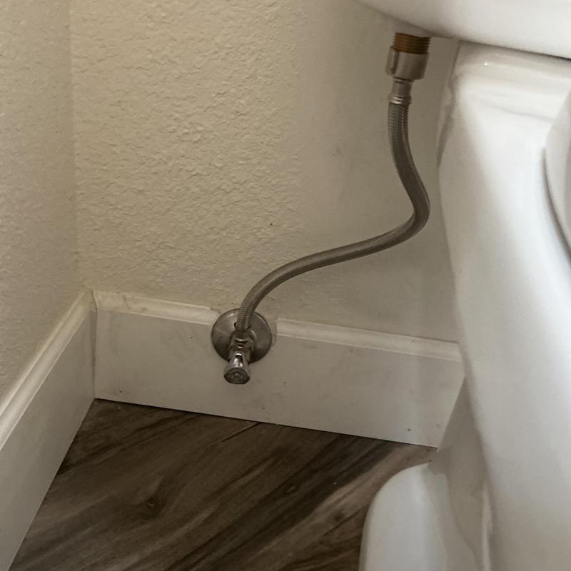 Toilet water supply line with shutoff valve and flange Toilet water supply line with shutoff valve and flange