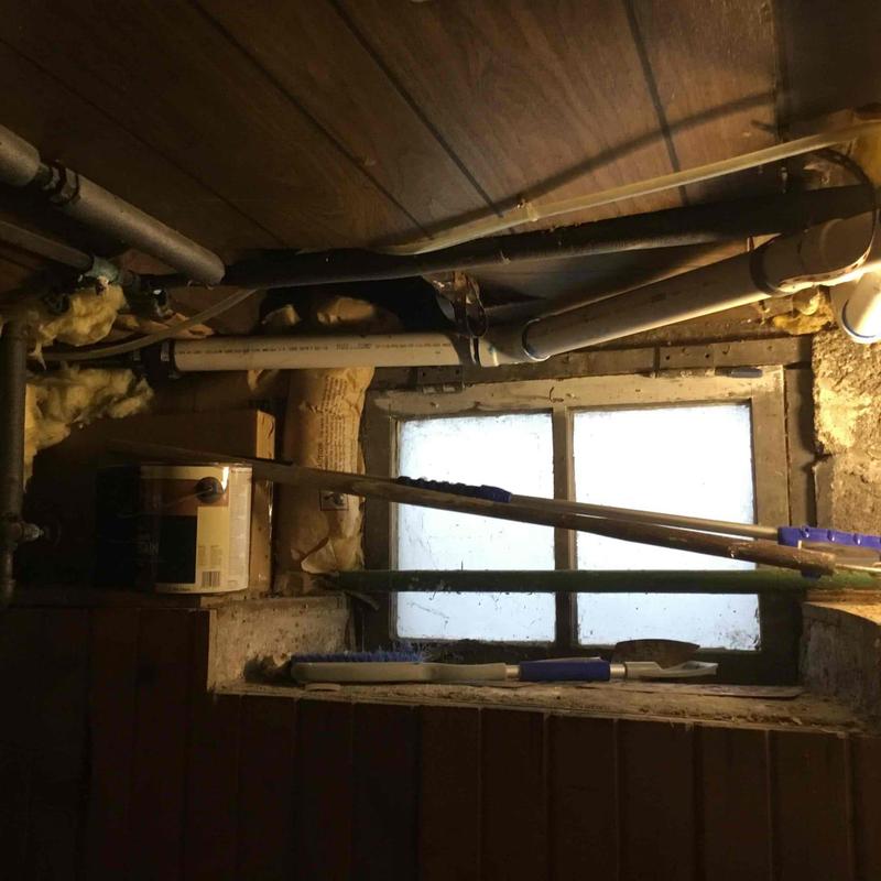 Basement drain pipes with new PVC installation
