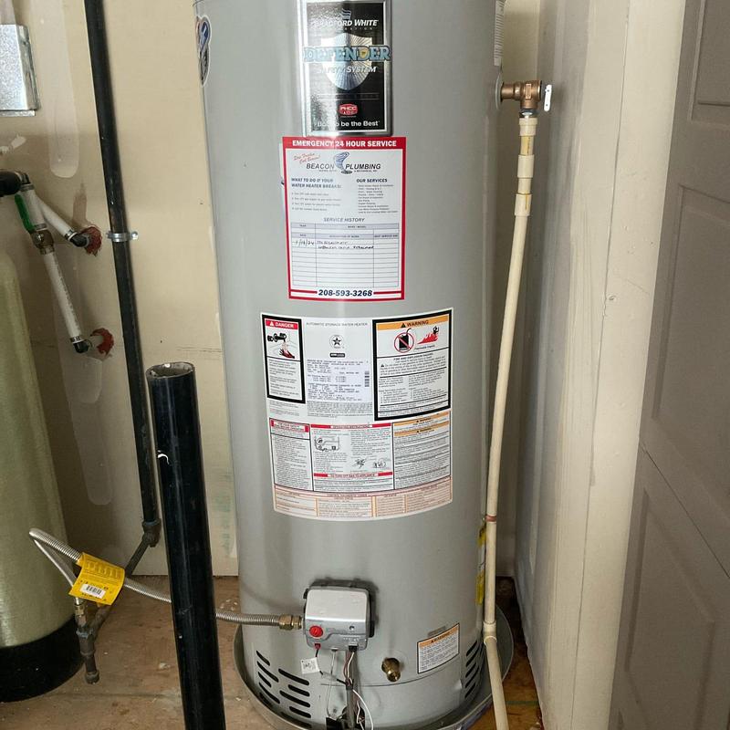 Gas water heater with new expansion tank installed