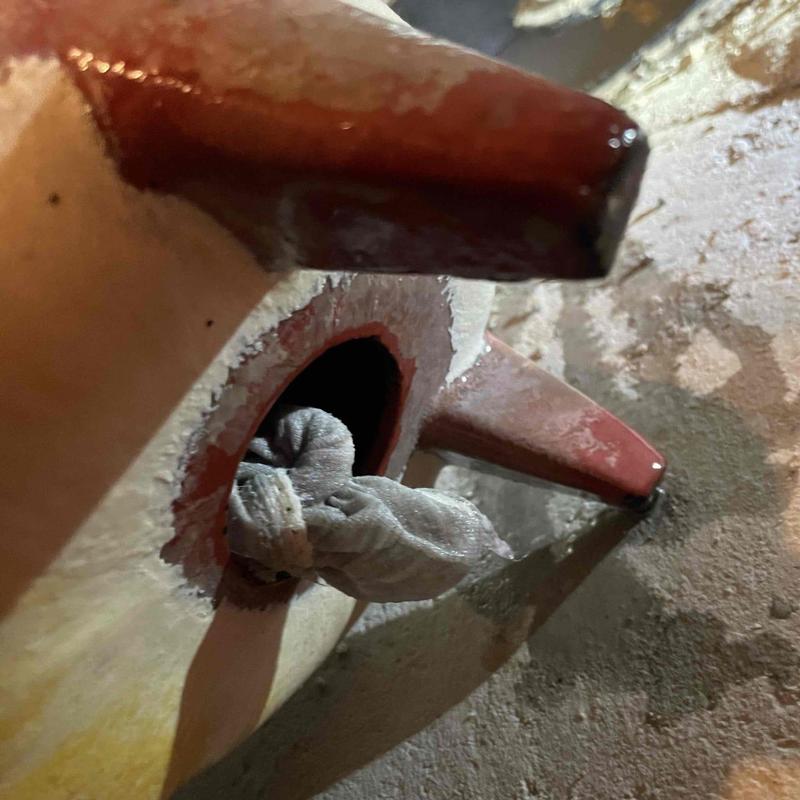 Sewage ejector pump clogged with fabric debris