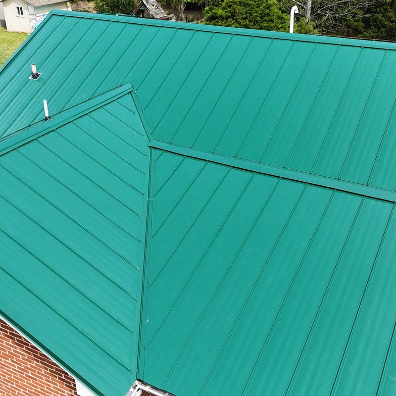 Green standing seam metal roof installation in Brownsboro Green standing seam metal roof installation in Brownsboro