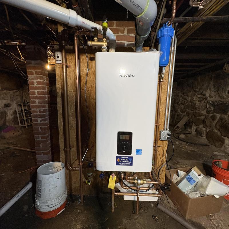 Navien combination boiler with magna filter installed Navien combination boiler with magna filter installed