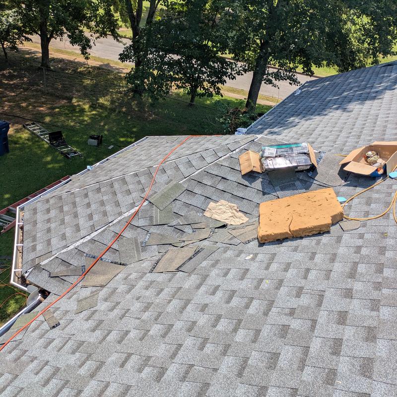 GAFHDZ asphalt shingles roof with repair materials