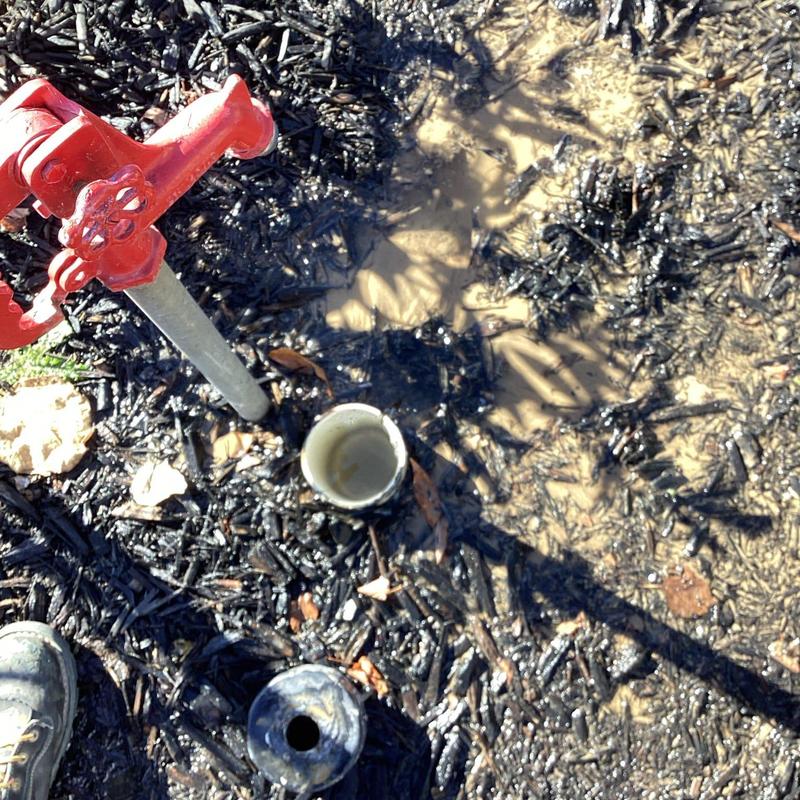Frost free hose bib curb stop valve exposed for repair