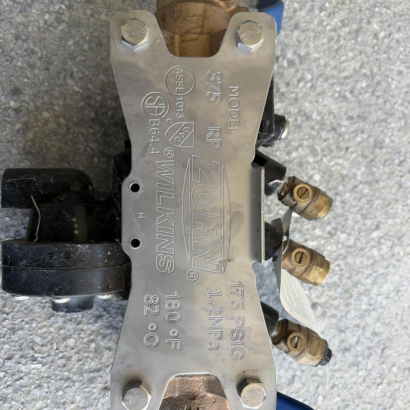 Backflow preventer model 375 by Wilkins installed