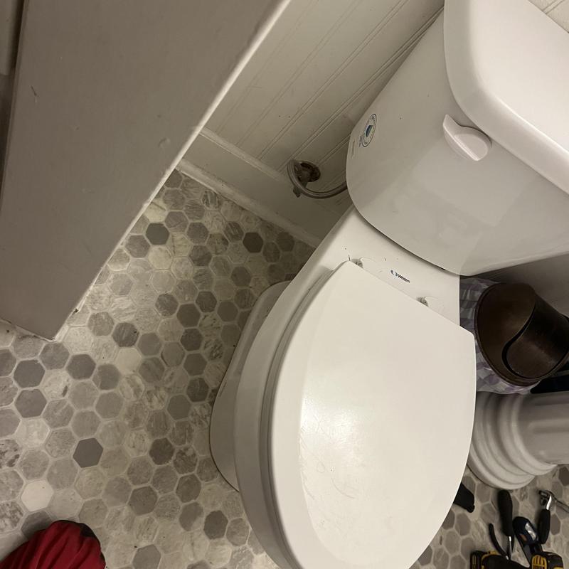 Toilet flange sewer main clog cleared with camera cable