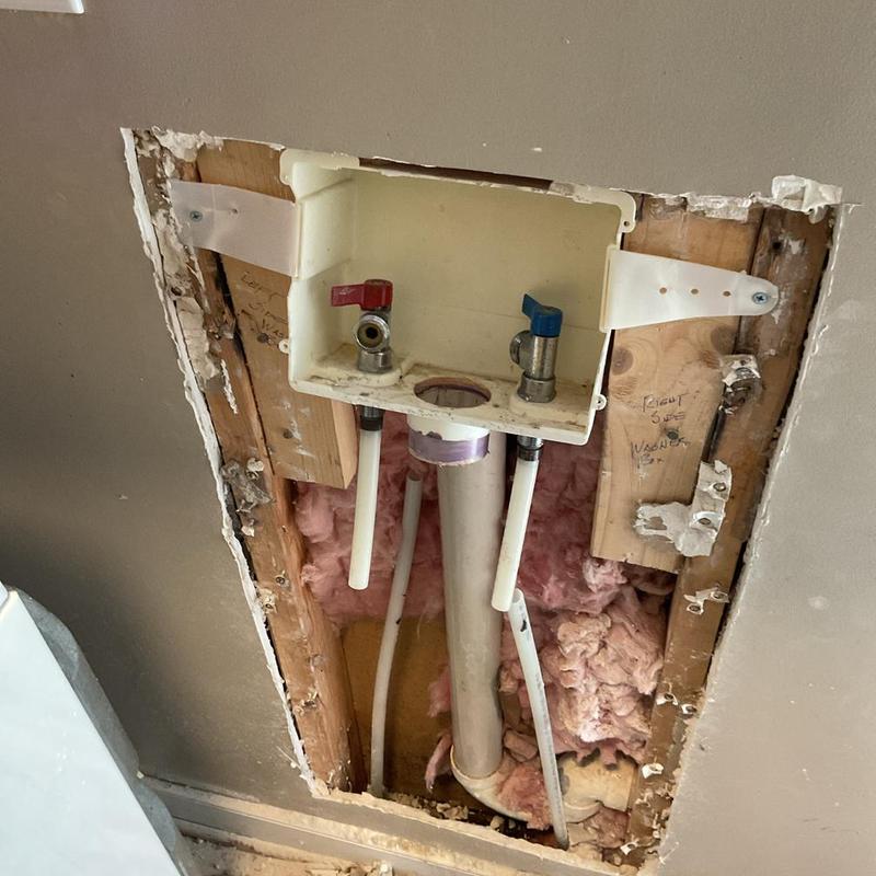 Washing machine box replacement with valves and pipes Washing machine box replacement with valves and pipes