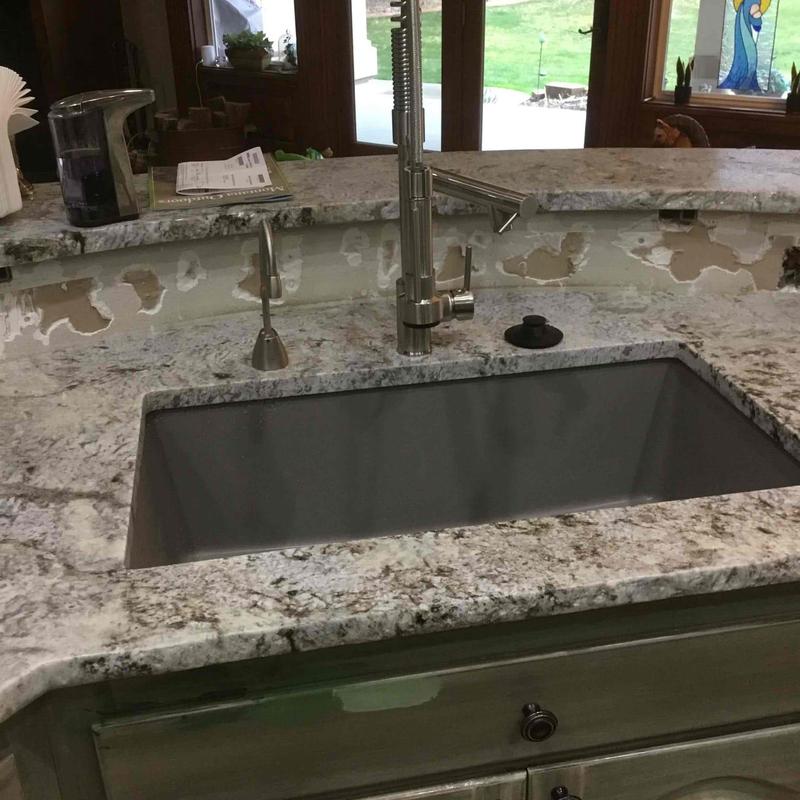 Kitchen faucet and disposal installation with new drains