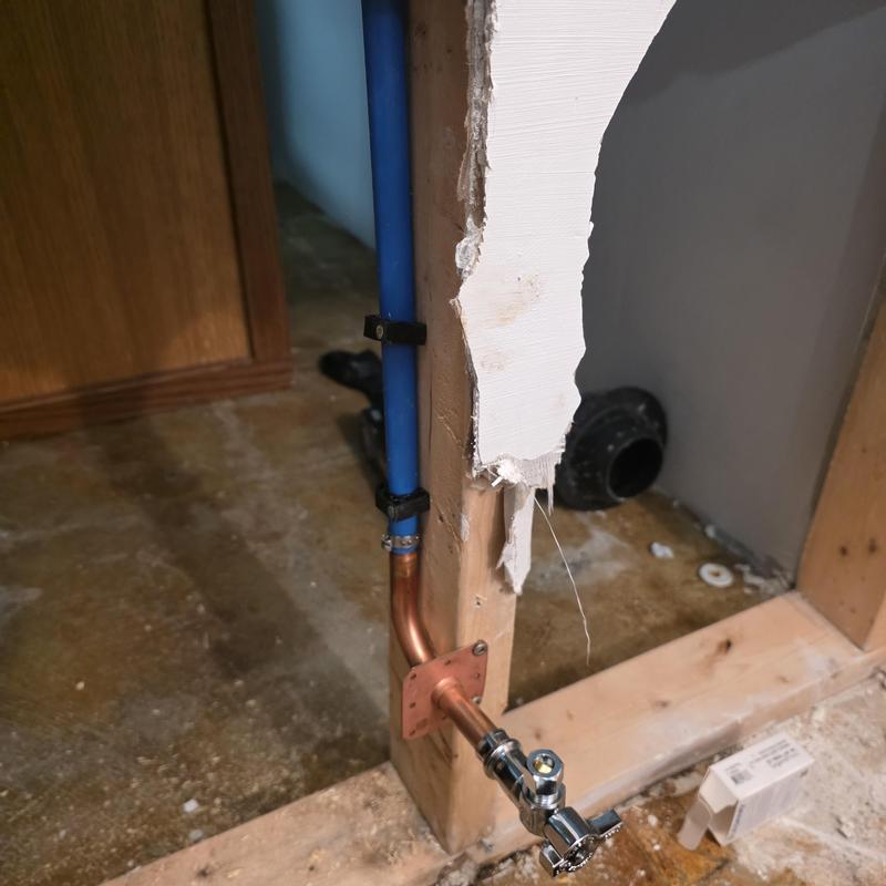 Pex water line with new angle stop valve installation