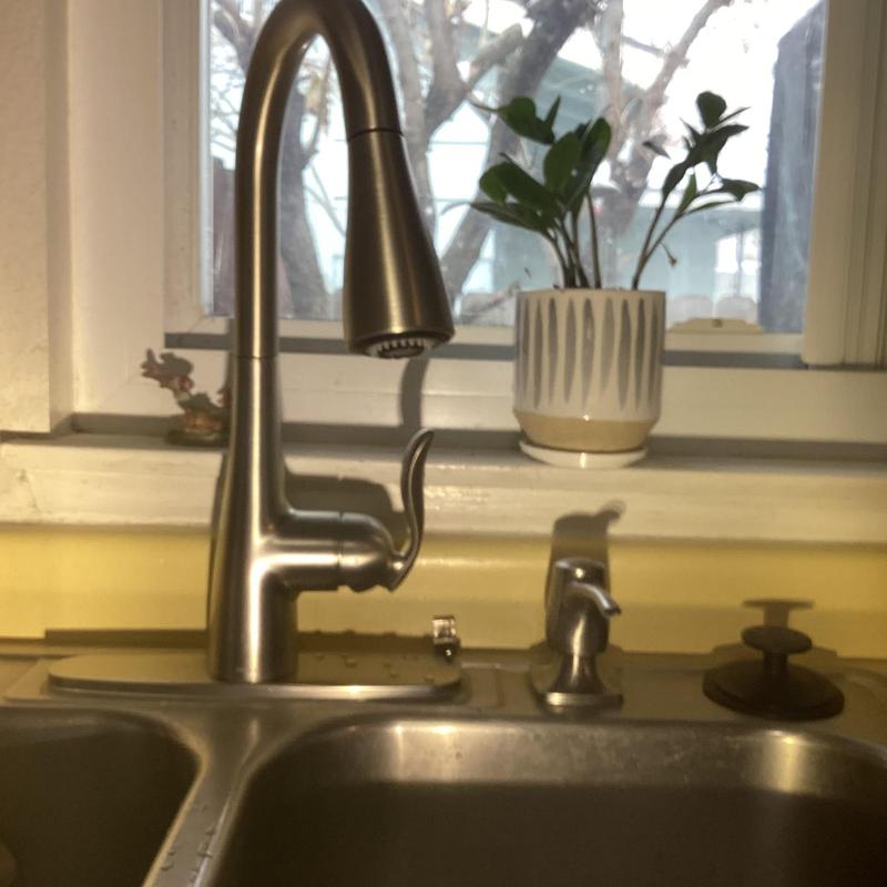 Moen kitchen faucet and hot water stops installed