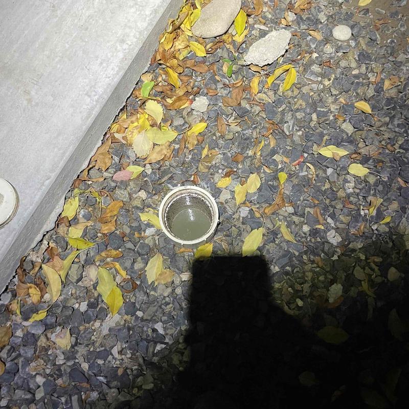 Sewer mainline outside cleanout with backup water
