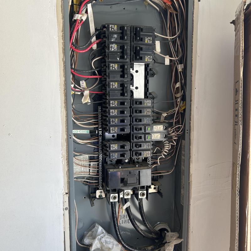 Electrical breaker panel with circuit wiring installation