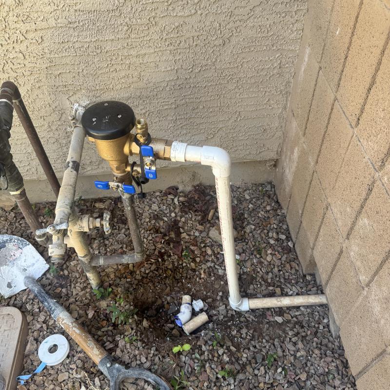 Pressure vacuum breaker on irrigation line in backyard Pressure vacuum breaker on irrigation line in backyard