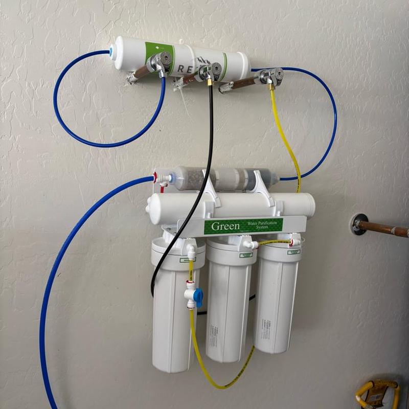 Green five-stage RO water purification system installed