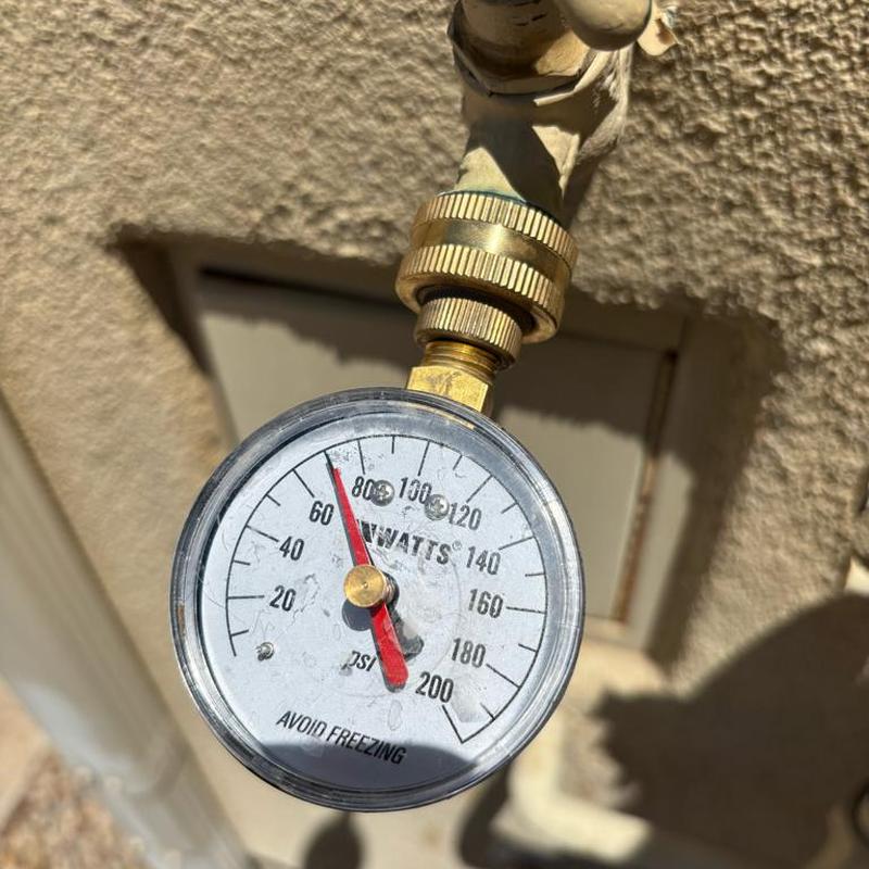 Pressure gauge on outdoor plumbing valve in Queen Creek