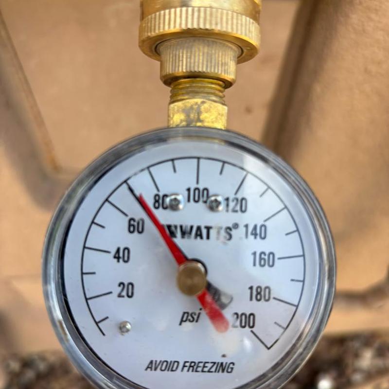 Pressure relief valve gauge showing 70 psi setting