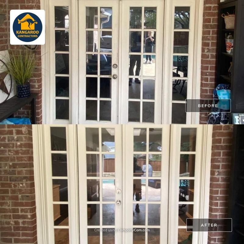 Exterior French doors before and after painting and repair Exterior French doors before and after painting and repair