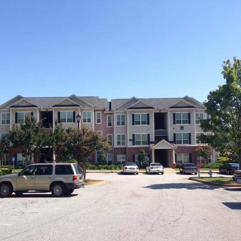 Asphalt shingle roof on apartment complex exterior