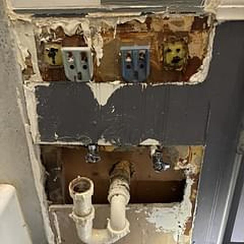 Hot and cold water shut off valves installation in wall cavity