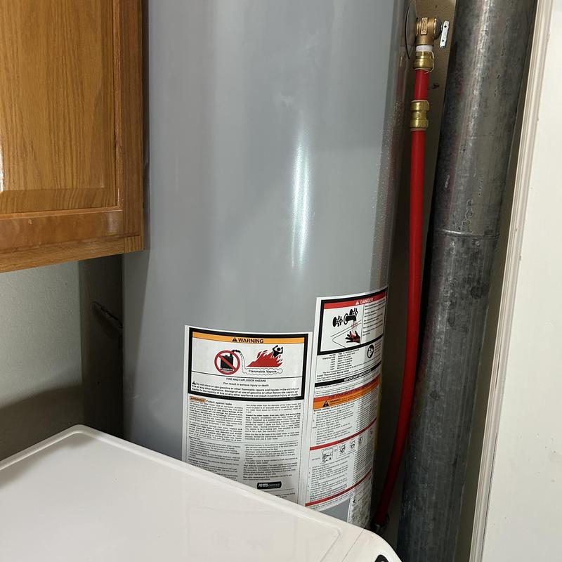 Gas water heater 50 gallon replacement in utility room Gas water heater 50 gallon replacement in utility room
