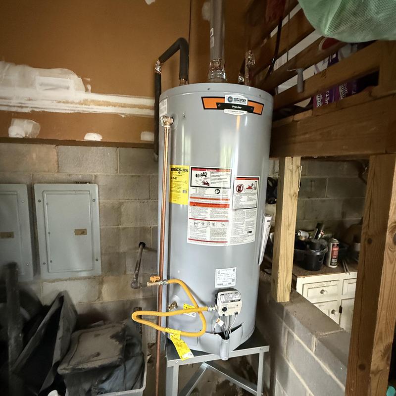 State 75-gallon natural gas water heater in garage State 75-gallon natural gas water heater in garage