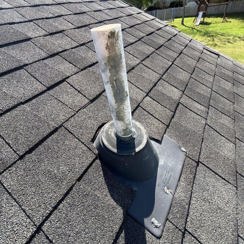 Roof vent flashing showing wear and damage