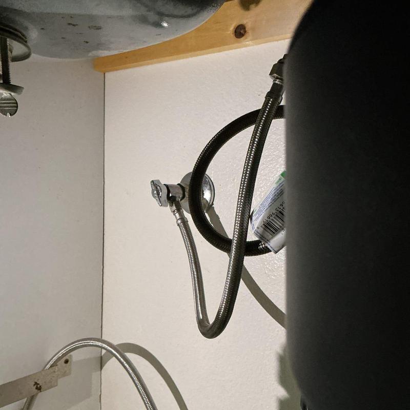 Quarter-turn valves with braided supply lines installed under sink