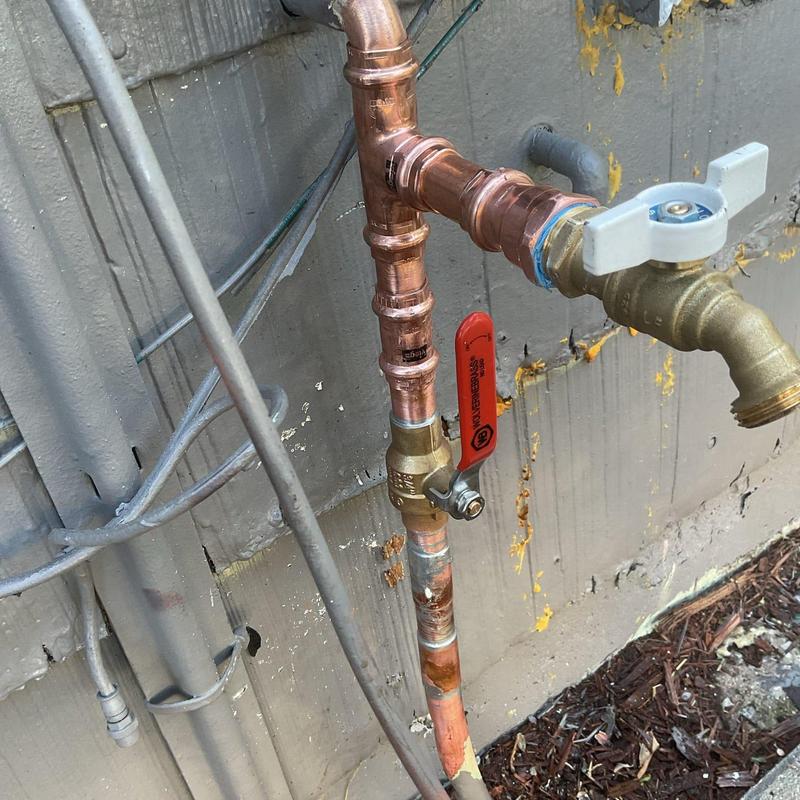 Main valve and quarter turn hose bib installation