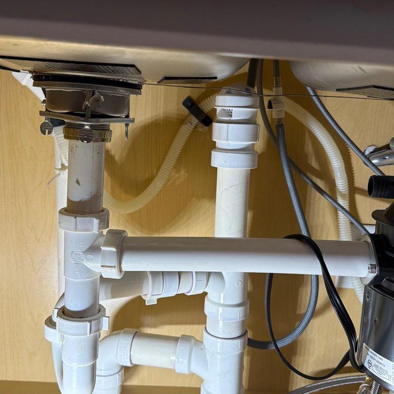 Kitchen sink drain pipes with air gap dishwasher fitting