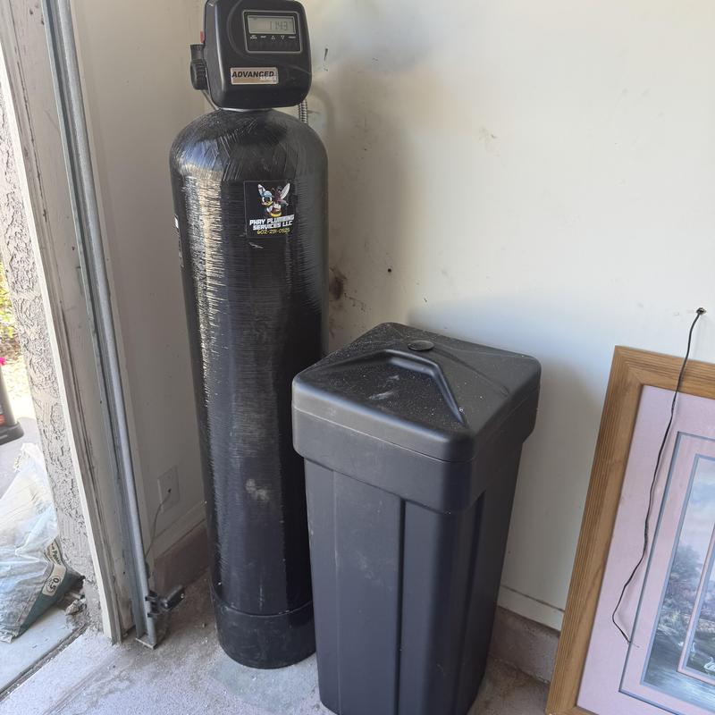 Water softener system with control valve and brine tank Water softener system with control valve and brine tank