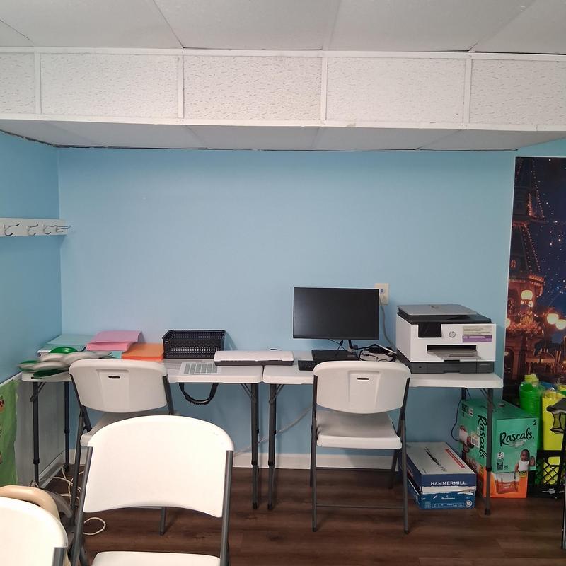 Ceiling tiles replacement with cabinet door hinges repaired