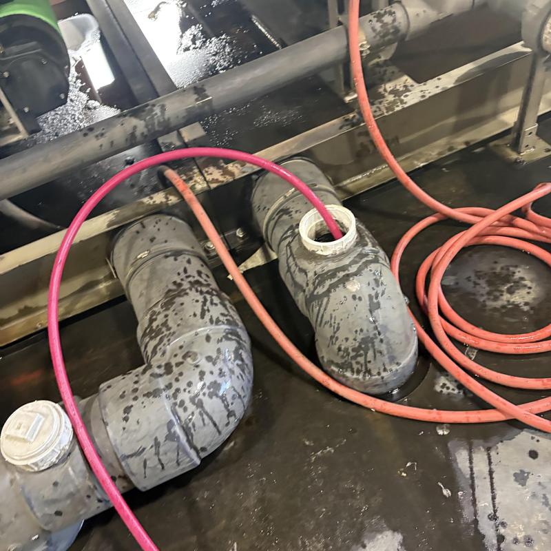 Sanitary lines with jetting hose for maintenance cleaning