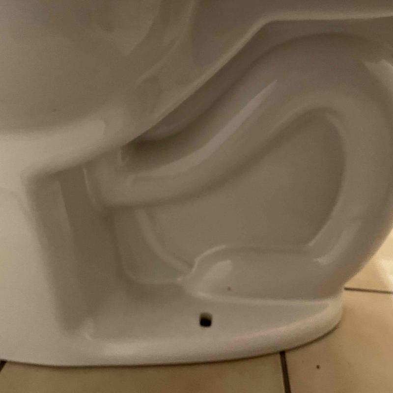 Toilet base with new plastic repair flange ring installed