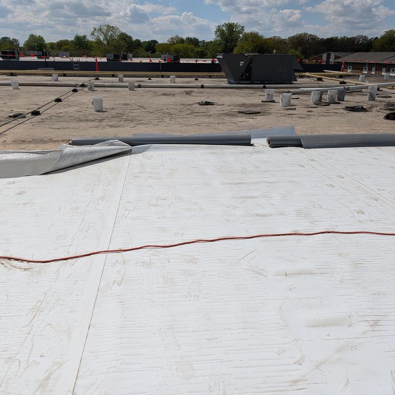 TPO single ply roofing membrane during restoration