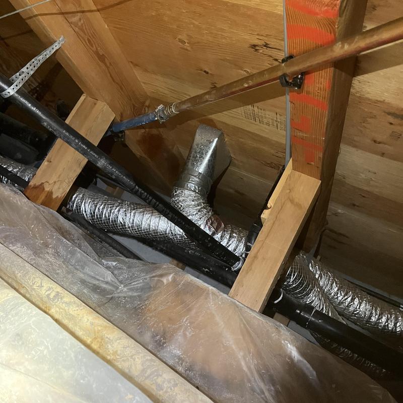 Polybutylene pipe in crawlspace after repair and inspection
